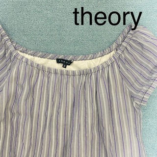 theory - theory ストライプ柄パフスリーブチュニックワンピース