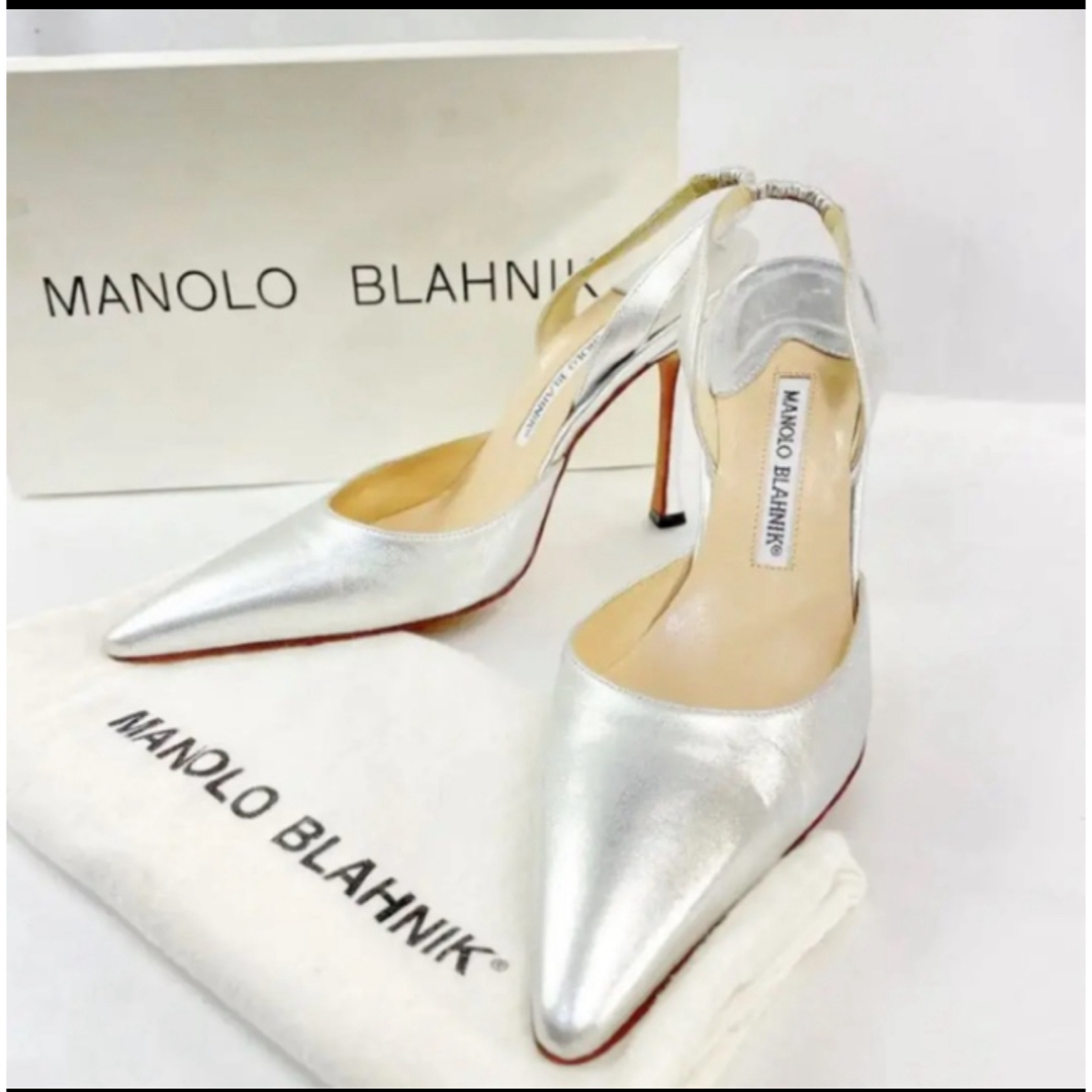 MANOLO BLAHNIK(マノロブラニク)の美品　マノロブラニク　シルバー　ミュール レディースの靴/シューズ(ハイヒール/パンプス)の商品写真