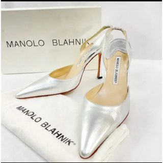 MANOLO BLAHNIK - 美品　マノロブラニク　シルバー　ミュール