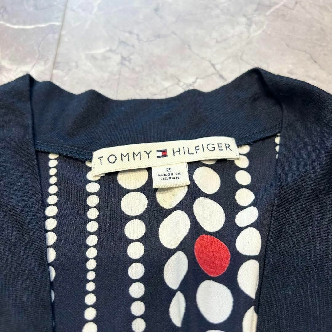 TOMMY HILFIGER(トミーヒルフィガー)のトミーヒルフィガー ドット ロゴ ワンピース ジャージー素材 ストレッチ M レディースのワンピース(ひざ丈ワンピース)の商品写真