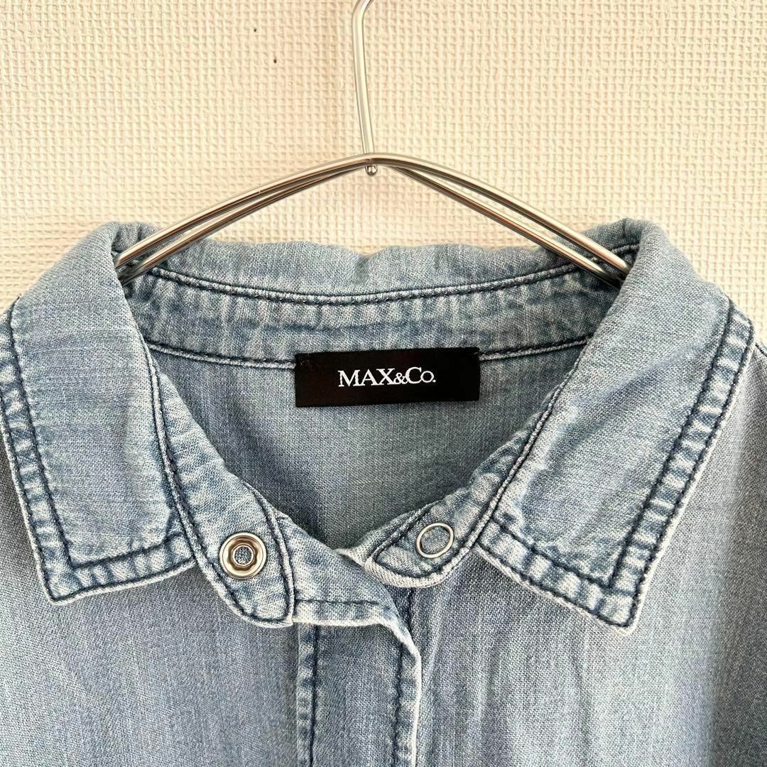 Max & Co.(マックスアンドコー)のMAX&Co. マックスアンドコー デニムシャツ ロゴ刺繍入り 40 レディースのトップス(シャツ/ブラウス(長袖/七分))の商品写真