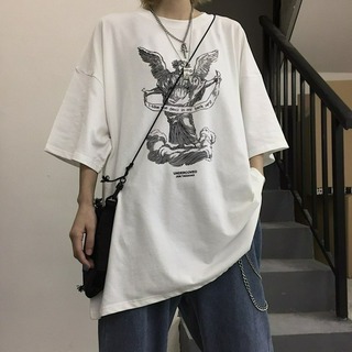 【超人気】ロック ストリート シャツ ホワイト ユニセックス 韓国  XL(Tシャツ/カットソー(半袖/袖なし))