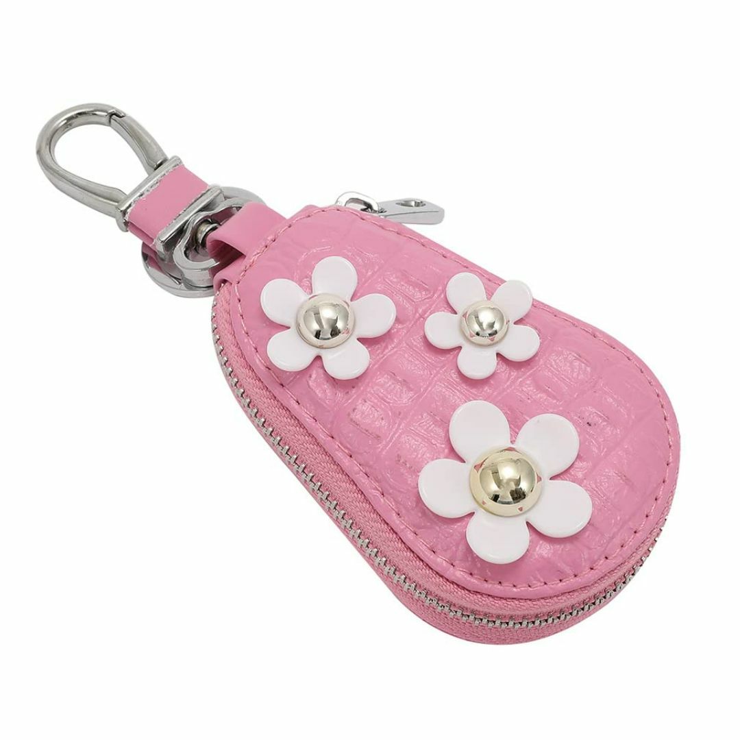 【色: ピンク】[RISACCA] スマートキー ケース フラワー 花 PUレザ レディースのバッグ(その他)の商品写真