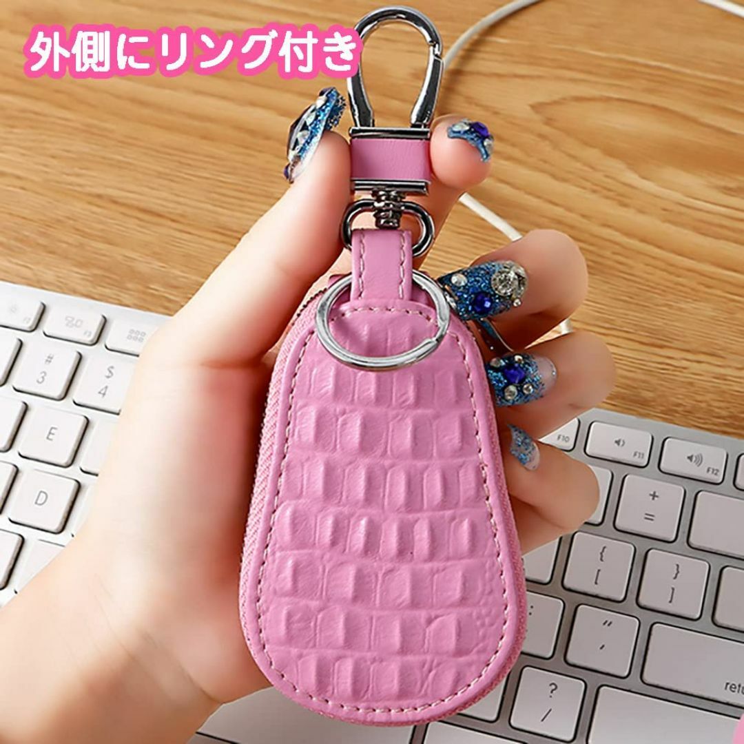 【色: ピンク】[RISACCA] スマートキー ケース フラワー 花 PUレザ レディースのバッグ(その他)の商品写真