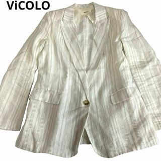 ViCOLO ジャケット　クリーム色　ストライプ柄　涼しげ　肩パッド入り(テーラードジャケット)