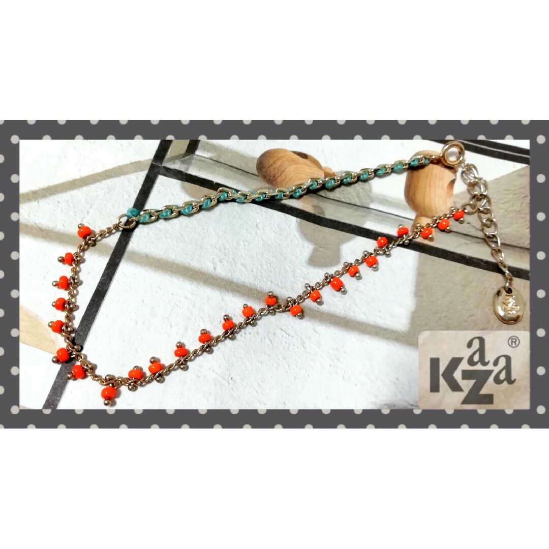 KAZA(カザ)のKaZa　カザ　アンクレット　珊瑚　シルバーアクセサリー レディースのアクセサリー(ブレスレット/バングル)の商品写真