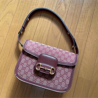 ⚫︎GUCCIグッチホースビット 1955バッグGGキャンバスワインレッド色