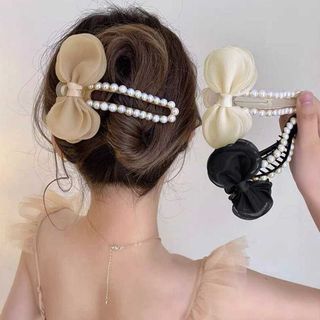 シフォン サイドバンスクリップ 大きめ レディース ヘアアクセサリー 二次会