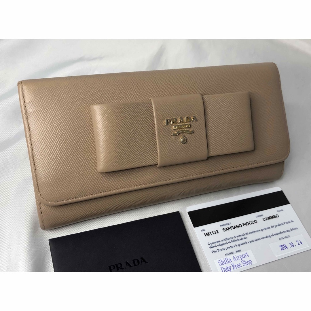 PRADA(プラダ)の超美品PRADA プラダ 長財布 ダブルホック　リボン　CAMMEO レディースのファッション小物(財布)の商品写真