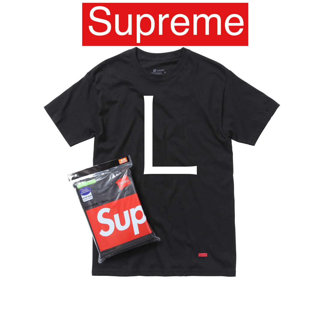 Supreme(シュプリーム)のSupreme Hanes Tagless Tees ヘインズ　タグレス　黒 メンズのトップス(Tシャツ/カットソー(半袖/袖なし))の商品写真