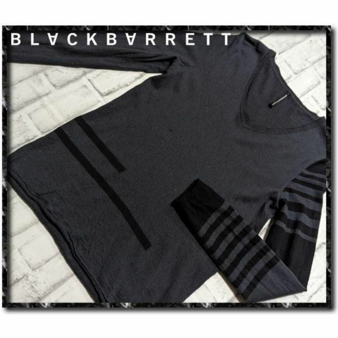 BLACKBARRETT by NEIL BARRETT(ブラックバレットバイニールバレット)のブラックバレット　Vネックニット　濃グレー メンズのトップス(ニット/セーター)の商品写真
