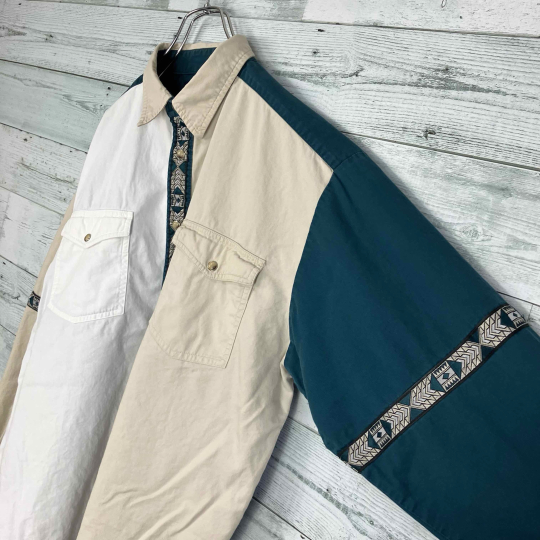 Wrangler(ラングラー)のラングラー 古着 クレイジーパターン マルチカラー 長袖 ウエスタンシャツ メンズのトップス(シャツ)の商品写真