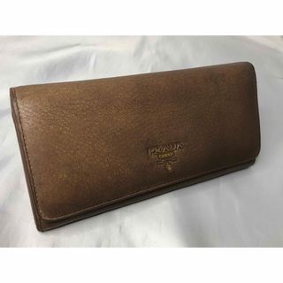 プラダ(PRADA)の超美品PRADA プラダ 長財布 ダブルホック　ブラウン(財布)