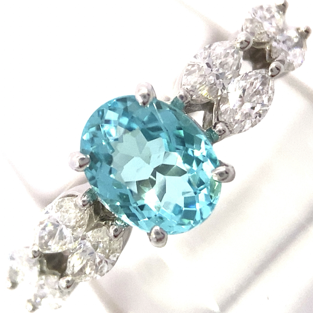【JC5595】Pt900 天然パライバトルマリン ダイヤモンド リング レディースのアクセサリー(リング(指輪))の商品写真