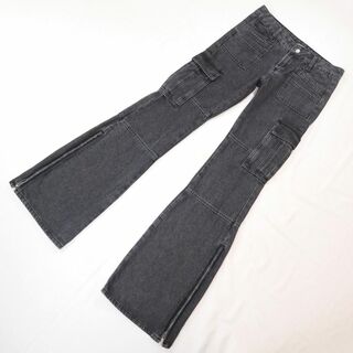 SHAGGIE デニムフレアカーゴパンツ 裾ジップ 黒 Sサイズ(デニム/ジーンズ)