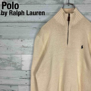 POLO RALPH LAUREN - ポロラルフローレン 90s ワンポイント刺繍ロゴ コットン ハーフジップニット