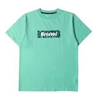 美品 F.C.Real Bristol エフシーレアルブリストル Tシャツ サイズ:M 22SS レオパード柄 ボックスロゴ クルーネック 半袖Tシャツ BOX LOGO TEE ライトブルー トップス カットソー【メンズ】【中古】(Tシャツ/カットソー(半袖/袖なし))