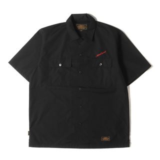 ネイバーフッド(NEIGHBORHOOD)の美品 NEIGHBORHOOD ネイバーフッド シャツ サイズ:L 20SS ロゴ 刺繍 T/C 半袖 ワークシャツ CLASSIC WORK / EC-SHIRT . SS ブラック 黒 トップス カジュアルシャツ【メンズ】【中古】(シャツ)