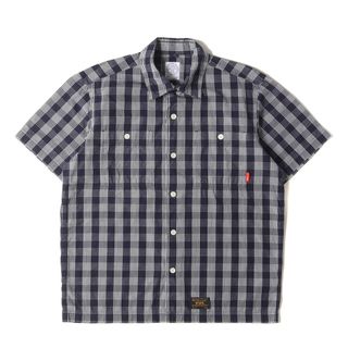 W)taps - WTAPS ダブルタップス シャツ サイズ:S 16SS コットン チェック 半袖シャツ UNION S/S 02 ネイビー ホワイト 紺白 ユニオン トップス カジュアルシャツ【メンズ】【中古】