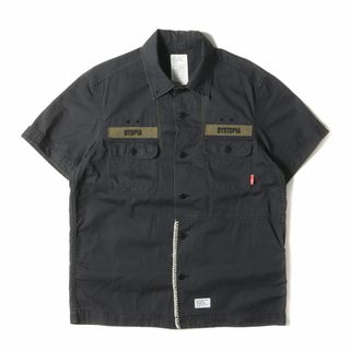 ダブルタップス(W)taps)のWTAPS ダブルタップス シャツ サイズ:S 00s ヘリンボーン ミリタリー 半袖シャツ BUDS S/S ブラック 黒 トップス カジュアルシャツ【メンズ】【中古】(シャツ)