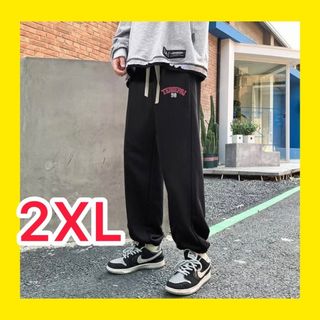 メンズ　スウェット　パンツ　ダンス　オーバーサイズ　ブラック　黒　2XL