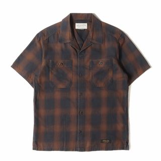 ネイバーフッド(NEIGHBORHOOD)のNEIGHBORHOOD ネイバーフッド シャツ サイズ:S 14SS オンブレチェック オープンカラー ワーク 半袖シャツ B&C / C-SHIRTS. SS ブラウン ブラック トップス カジュアルシャツ【メンズ】【中古】(シャツ)