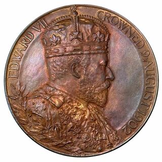 1902 イギリス エドワード アレクサンドラ コロネ 大型 ブロンズ メダル(貨幣)
