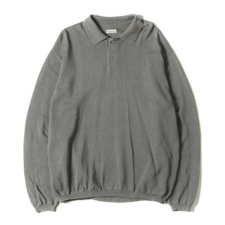 スティーブンアラン(steven alan)のSTEVEN ALAN スティーブンアラン ニット サイズ:M 19SS ポロカラー コットン ニット LIGHT GASS CTN LONG SLEEVE POLOSHIRT セーター プルオーバー 長袖 シャツ グレー トップス【メンズ】【中古】(ニット/セーター)