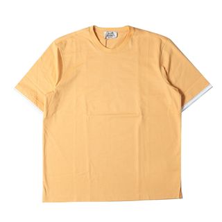 エルメス(Hermes)の美品 HERMES エルメス Tシャツ サイズ:M 23SS レイヤード クルーネック 半袖Tシャツ piqures Sellier イエロー系 イタリア製 トップス カットソー【メンズ】【中古】(Tシャツ/カットソー(半袖/袖なし))