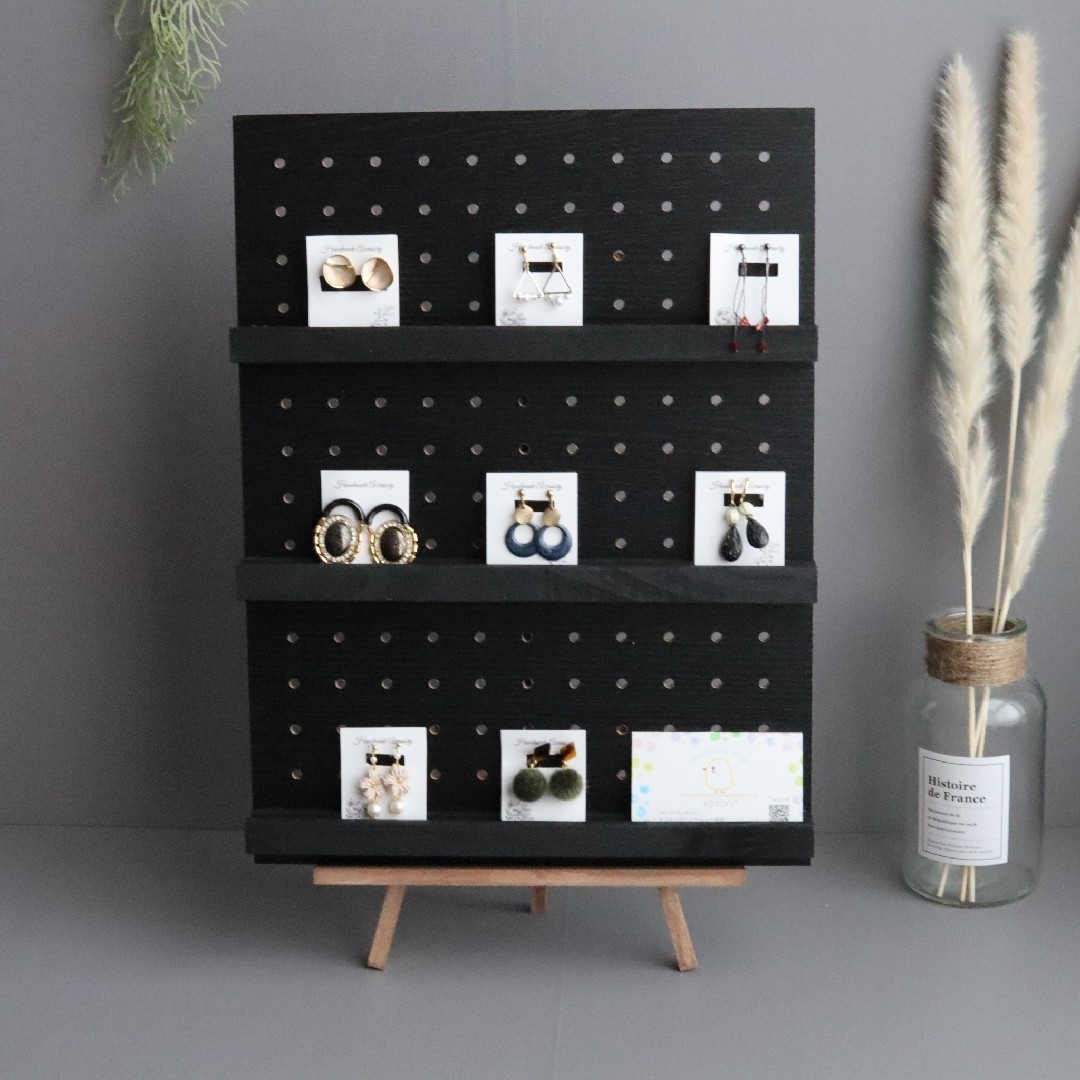 ブラック 折り畳み アクセサリー ディスプレイ棚 ハンドメイド雑貨 ハンドメイドのインテリア/家具(家具)の商品写真