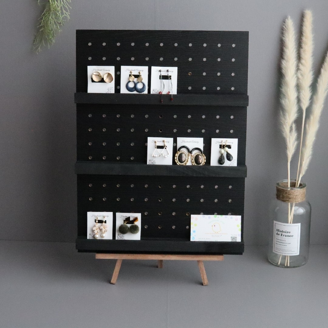 ブラック 折り畳み アクセサリー ディスプレイ棚 ハンドメイド雑貨 ハンドメイドのインテリア/家具(家具)の商品写真