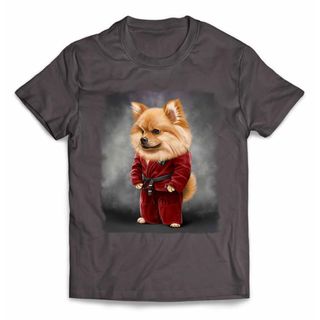 オレンジ ポメラニアン いぬ 犬 柔道 柔道着 空手 筋トレ Tシャツ 半袖(Tシャツ/カットソー(半袖/袖なし))