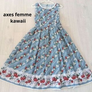 アクシーズファム(axes femme)のaxes femme kawaii　いちご柄　ワンピース　ジャンパースカートM(ひざ丈ワンピース)