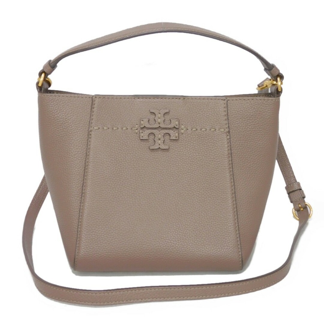 Tory Burch(トリーバーチ)のTory Burch トリーバーチ マックグロー スモール バケットバッグ グレー 2WAY ショルダーバッグ 現行 ダブルT シルバーメープル ハンドバッグ 74956 レディースのバッグ(ハンドバッグ)の商品写真