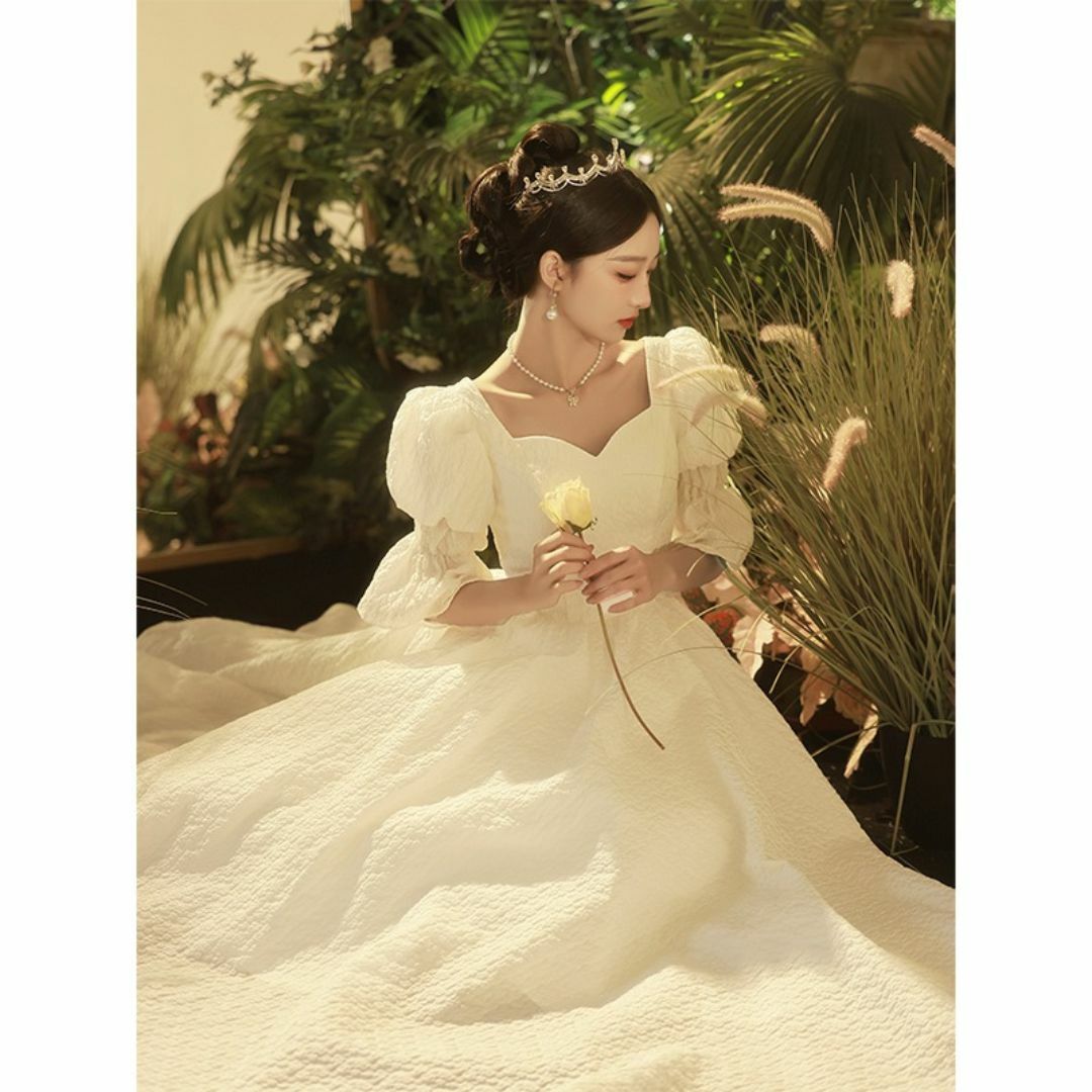 シンプル ウェディングドレス ブライズメイド ロングドレス96 レディースのフォーマル/ドレス(ウェディングドレス)の商品写真