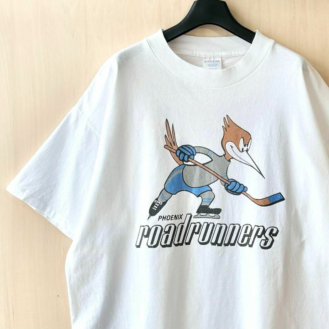 VINTAGE(ヴィンテージ)の90s USA製古着　ヴィンテージ　Tシャツ　アイスホッケー　チームキャラ メンズのトップス(Tシャツ/カットソー(半袖/袖なし))の商品写真