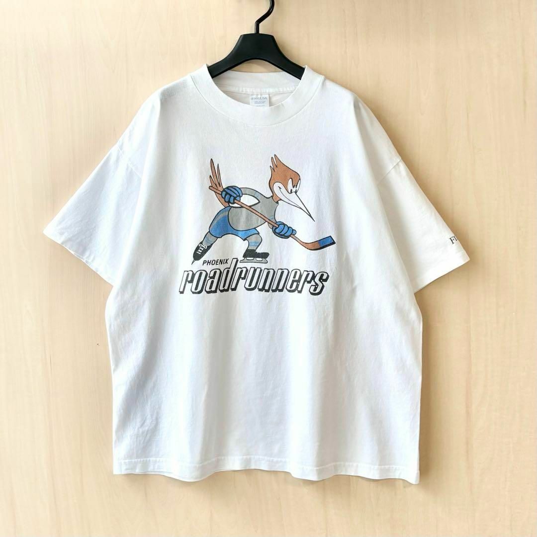 VINTAGE(ヴィンテージ)の90s USA製古着　ヴィンテージ　Tシャツ　アイスホッケー　チームキャラ メンズのトップス(Tシャツ/カットソー(半袖/袖なし))の商品写真