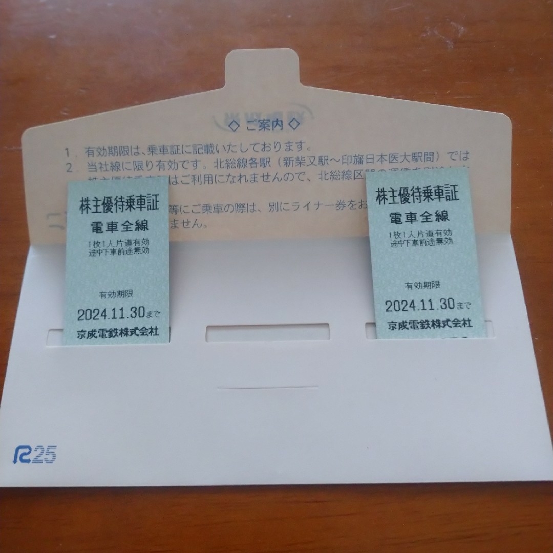 京成電鉄　株主優待乗車証 チケットの乗車券/交通券(航空券)の商品写真
