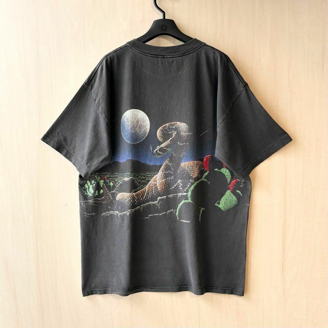 VINTAGE(ヴィンテージ)の90s古着　ヴィンテージ　Tシャツ　グラフィック　ヘビとサボテン　荒野と月夜 メンズのトップス(Tシャツ/カットソー(半袖/袖なし))の商品写真