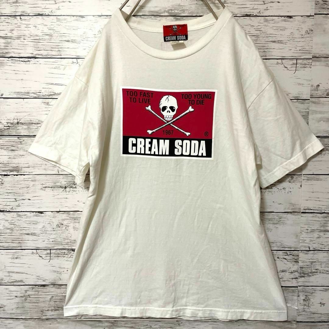 CREAM SODA ロゴTシャツ 両面プリント スカル ドクロ 髑髏 白 XL メンズのトップス(Tシャツ/カットソー(半袖/袖なし))の商品写真