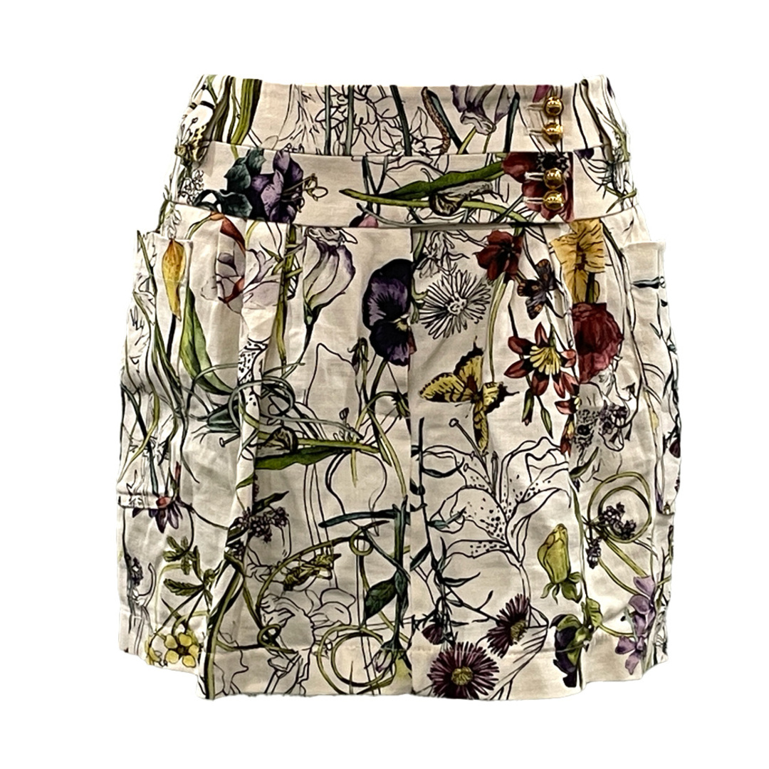 Gucci(グッチ)のGUCCI ミニスカート フローラ ボタニカル 花柄 サイドボタン ポケット 36 2012年 310823 リネン レディースのスカート(ミニスカート)の商品写真