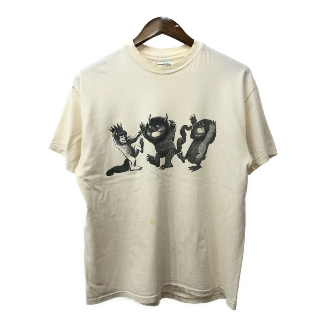 90年代 かいじゅうたちのいるところ 半袖Ｔシャツ キャラクター 絵本 ホワイト (メンズ LARGE) 中古 古着 Q6512 メンズのトップス(Tシャツ/カットソー(半袖/袖なし))の商品写真