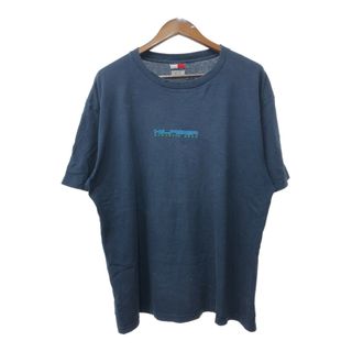 TOMMY HILFIGER - 90年代 USA製 TOMMY HILFIGER トミーヒルフィガー 半袖Ｔシャツ ネイビー (メンズ XL) 中古 古着 Q6513