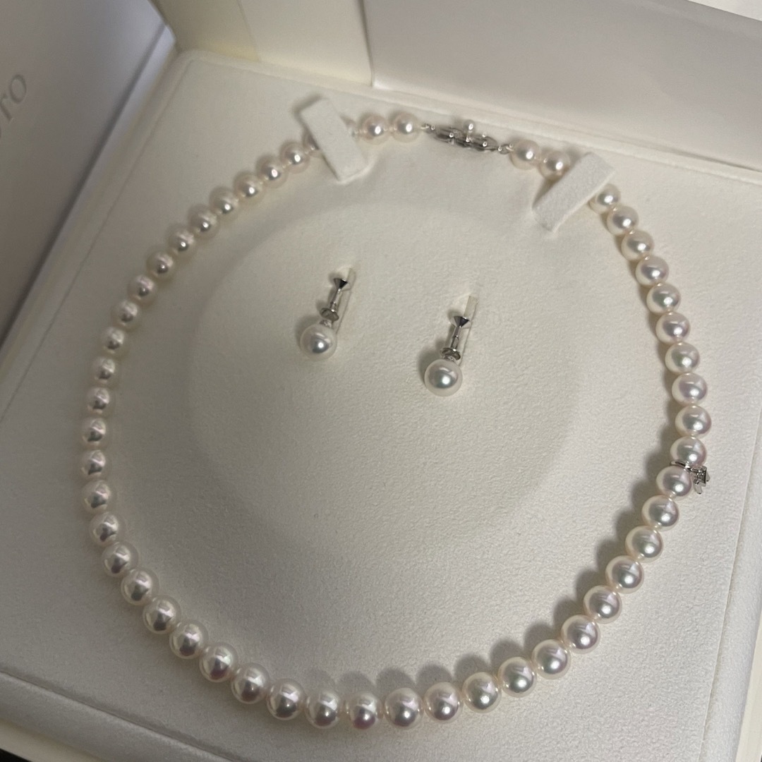 MIKIMOTO(ミキモト)の【現行プレミアム超美品】ミキモトK18パールネックレスイヤリングセット8mm レディースのアクセサリー(ネックレス)の商品写真