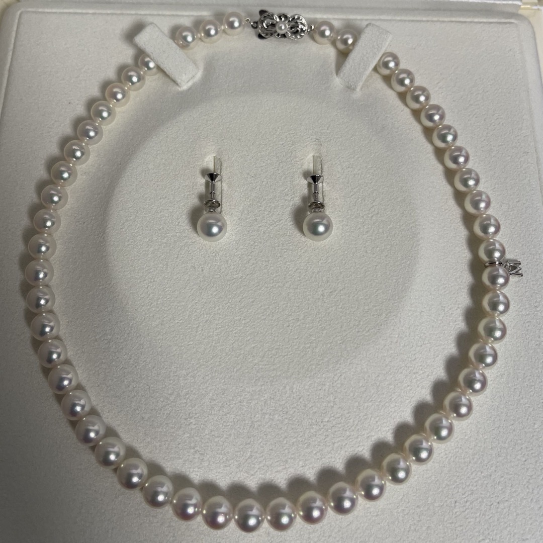 MIKIMOTO(ミキモト)の【現行プレミアム超美品】ミキモトK18パールネックレスイヤリングセット8mm レディースのアクセサリー(ネックレス)の商品写真