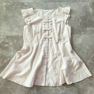 TO BE CHIC - TO BE CHIC トゥービーシック フレンチスリーブ ブラウス リボン 40