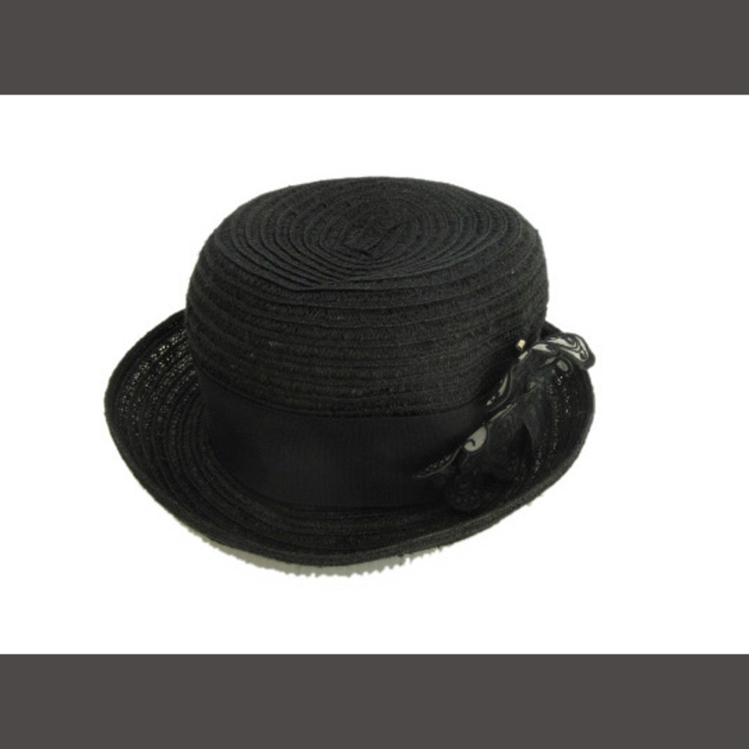 ANNA SUI(アナスイ)のアナスイ ANNA SUI ハット 帽子 麻 黒 ブラック 蝶 リボン S M レディースの帽子(その他)の商品写真