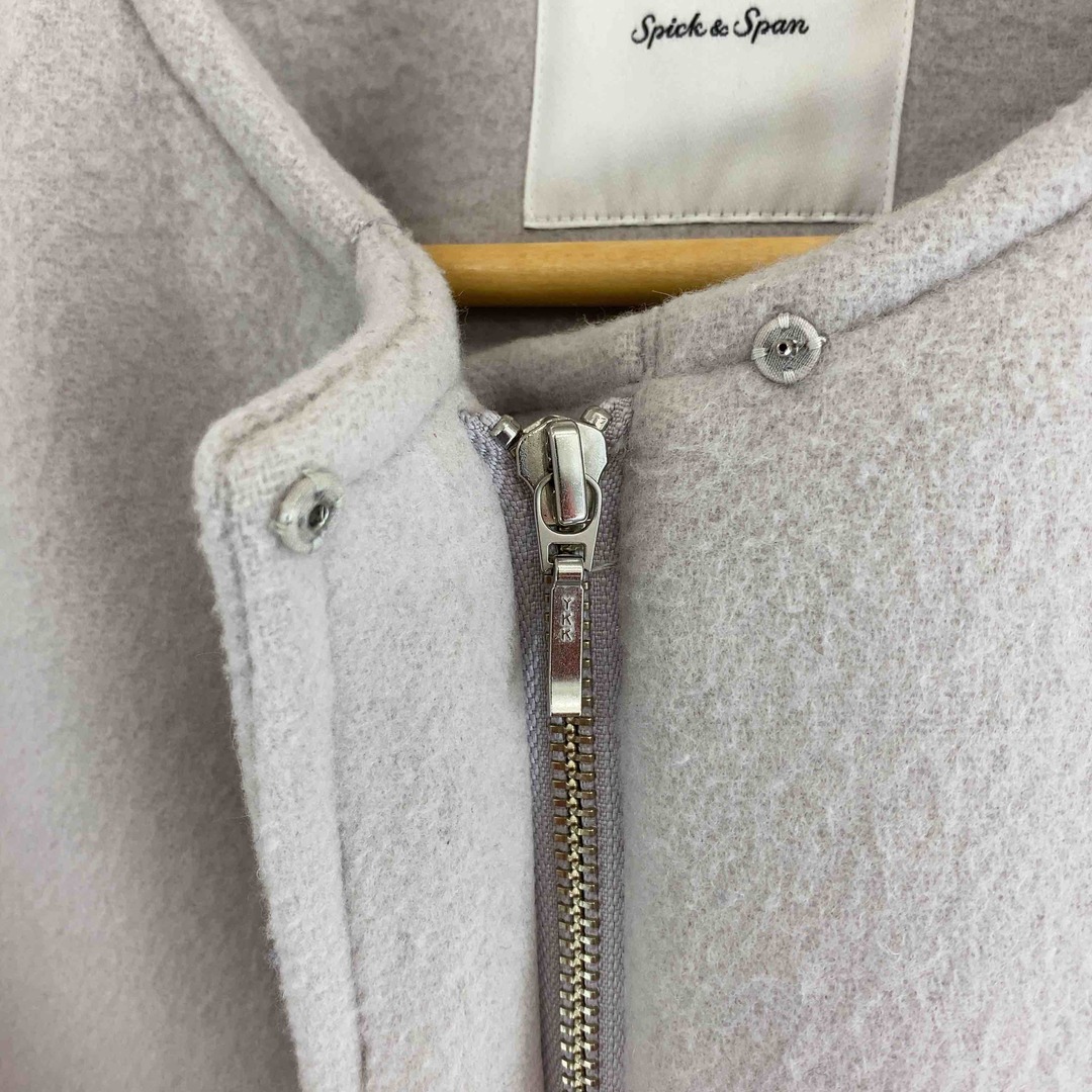 Spick & Span(スピックアンドスパン)のSpick&Span スピックアンドスパン レディース ノーカラー ロングコート ライトグレー ウール混 レディースのジャケット/アウター(ロングコート)の商品写真