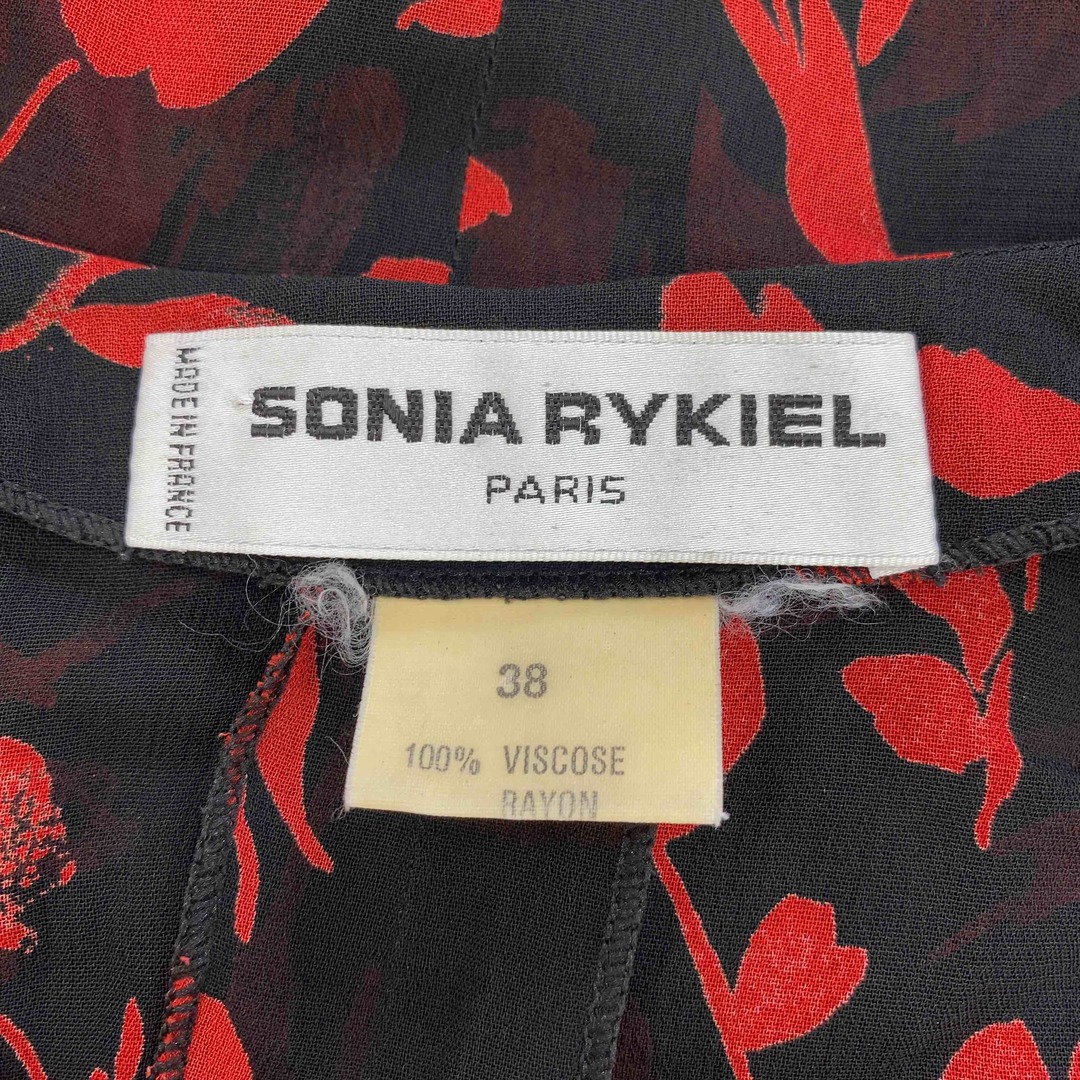 SONIA RYKIEL(ソニアリキエル)のSONIA RYKIEL ソニアリキエル レディース ベスト　ジレ　花柄　フランス製　赤×黒 レディースのトップス(ベスト/ジレ)の商品写真