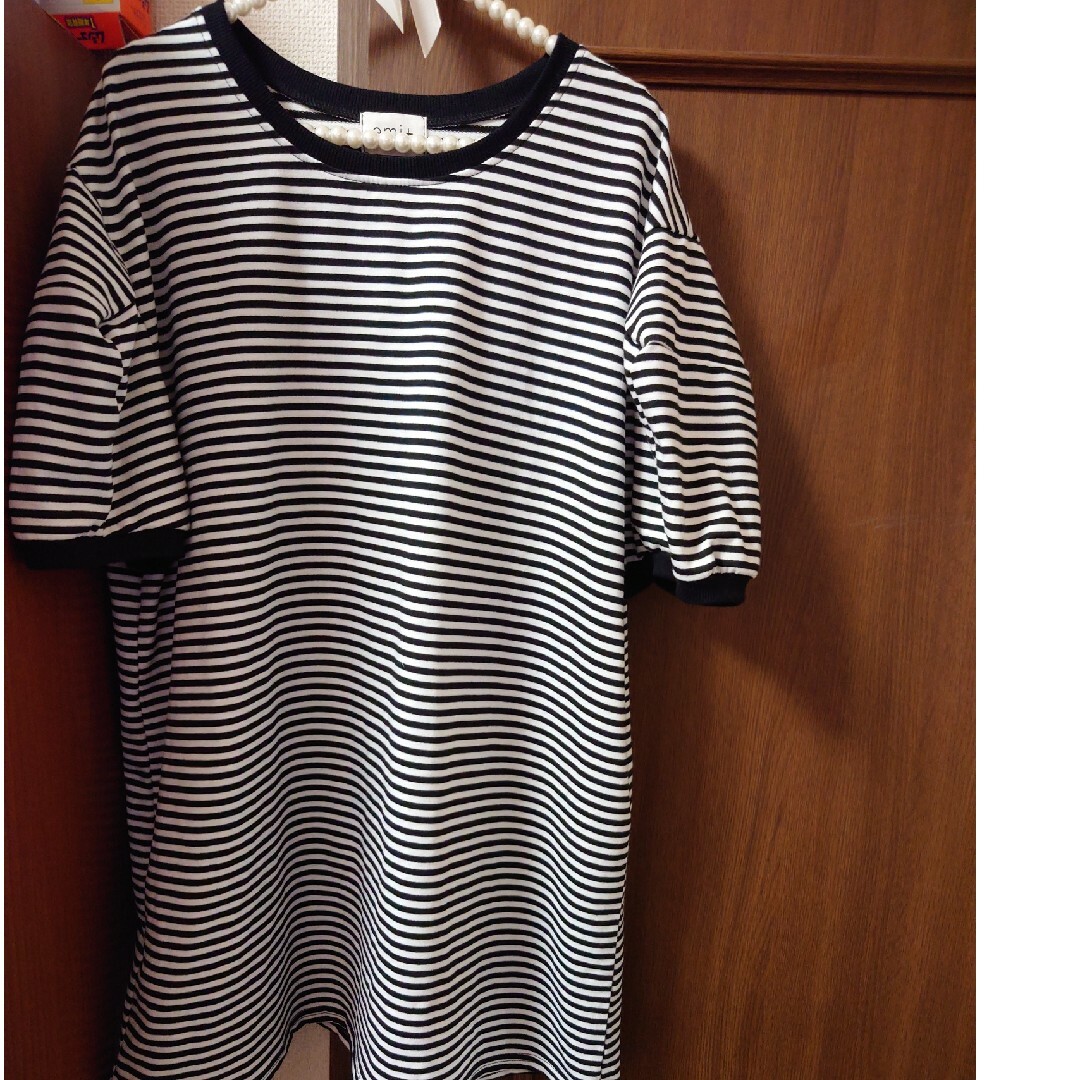 ボーダーTシャツワンピース美品 レディースのトップス(Tシャツ(半袖/袖なし))の商品写真